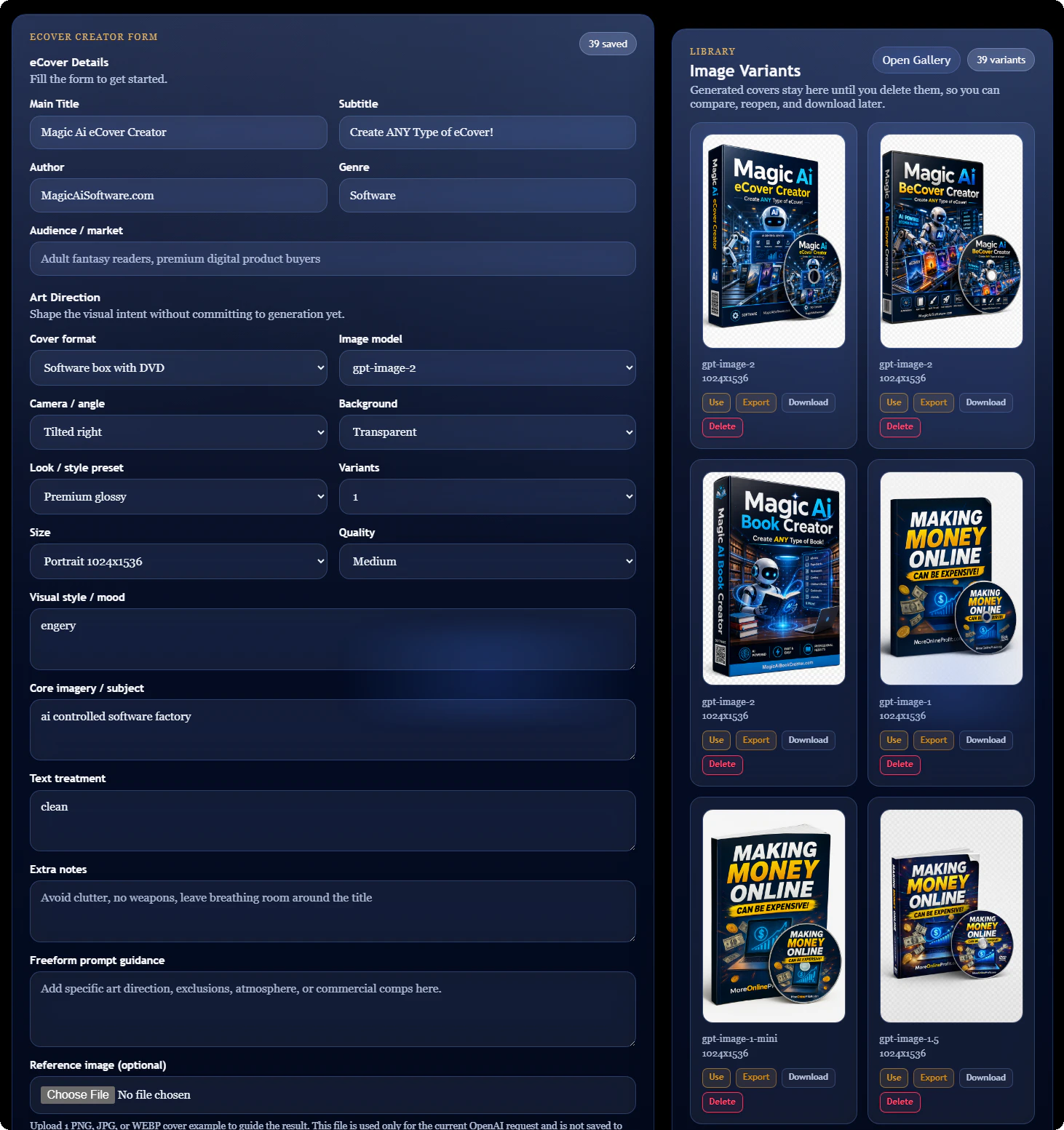 Placeholder preview of the eCover creator dashboard
